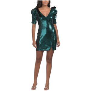 AVEC LES FILLES Sequin Mini Dress With Contrast Bows